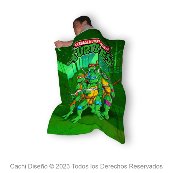 cobija para bebe, excelente para cuna o colecho, frazada baby con reverso de borrega, tortugas ninja, TMNT, cobija personalizada por Cachi Diseño