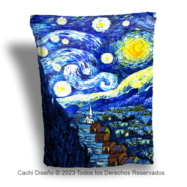 cobija, frazada doble con reverso de borrega, starry night, van gogh, noche estrellada, cobija personalizada por Cachi Diseño