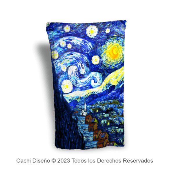 cobija individual, frazada personal con reverso de borrega, starry night, van gogh, noche estrellada, cobija personalizada por Cachi Diseño