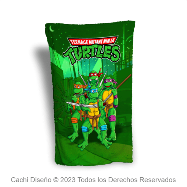 cobija, frazada personal con reverso de borrega, Tortugas Ninja, TMNT, Ninja Tortugas Adolescentes Mutantes, cobija diseñada y personalizada por Cachi Diseño